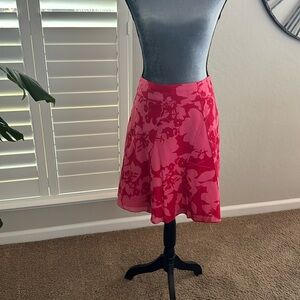 Ann Taylor pink & red cotton lined skirt